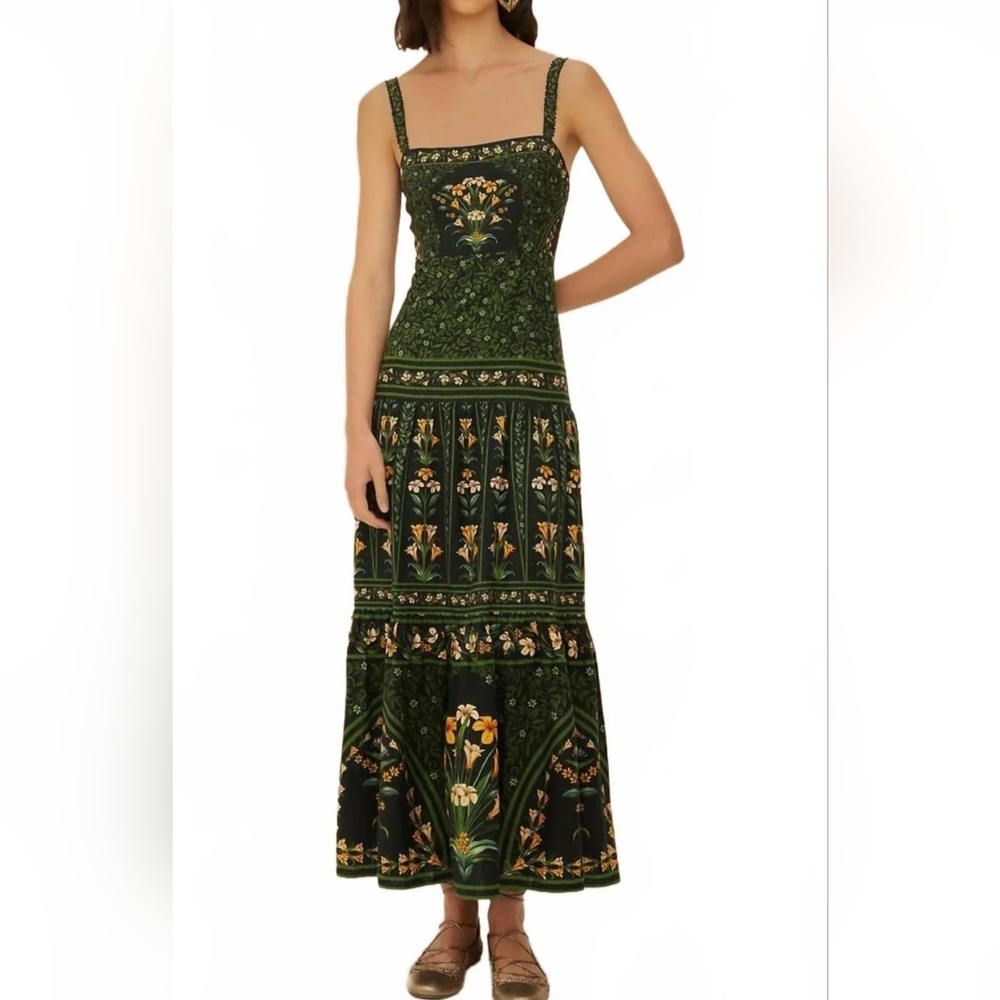Farm Rio Black Flowers Arch Sleeveless Maxi Dress NWT
